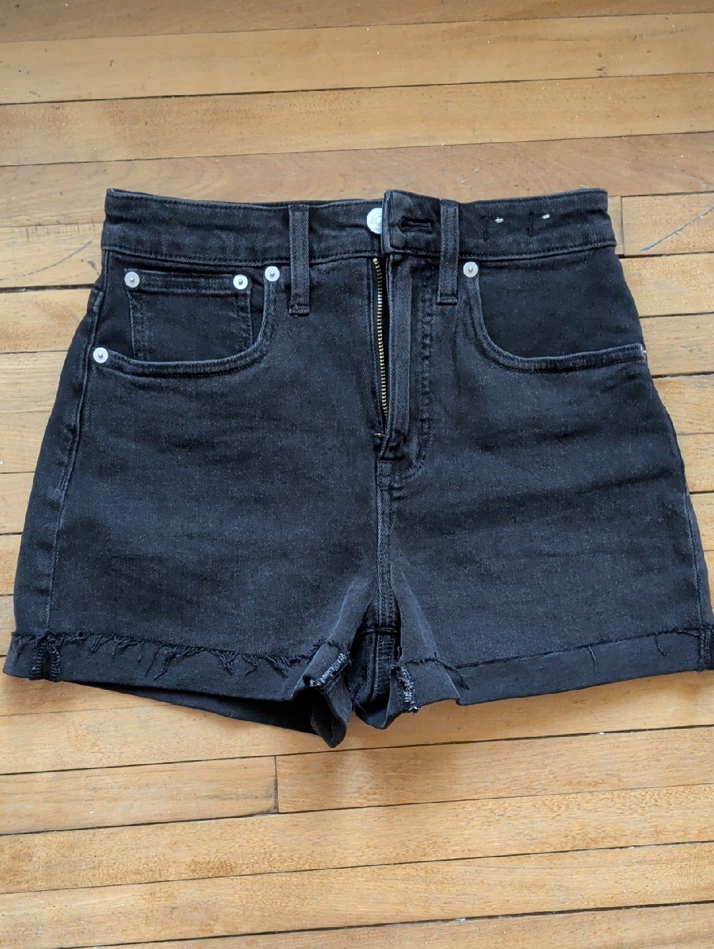 Madewell Black High-Rise Denim Shorts